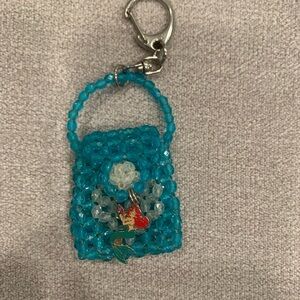 Beaded Blue Keychain with Ariel Charm